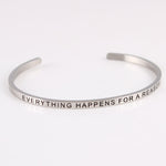 New Silver Stainless Steel Bangle Engraved Positive Inspirational Quote