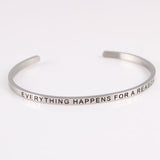 New Silver Stainless Steel Bangle Engraved Positive Inspirational Quote