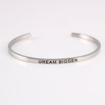 New Silver Stainless Steel Bangle Engraved Positive Inspirational Quote