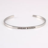 New Silver Stainless Steel Bangle Engraved Positive Inspirational Quote