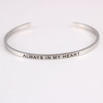 New Silver Stainless Steel Bangle Engraved Positive Inspirational Quote