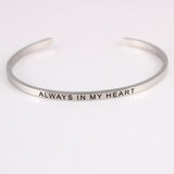 New Silver Stainless Steel Bangle Engraved Positive Inspirational Quote