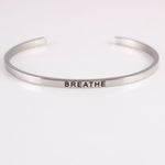 New Silver Stainless Steel Bangle Engraved Positive Inspirational Quote