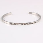 New Silver Stainless Steel Bangle Engraved Positive Inspirational Quote