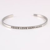 New Silver Stainless Steel Bangle Engraved Positive Inspirational Quote