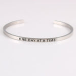 New Silver Stainless Steel Bangle Engraved Positive Inspirational Quote