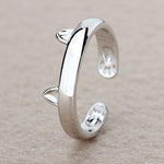 Silver Plated Cat Ear Ring Design Cute Fashion Jewelry Cat Ring For Women