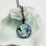 2018 New Blue Hummingbird Necklace Hummingbird Pendant Glass Bird Jewelry Art Glass Cabochon Necklace