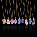 HuaTang Trendy Alloy Multicolour Natural Stone Chain Necklace