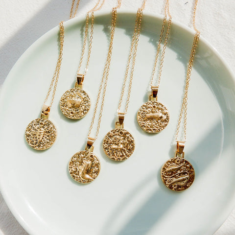 12 Constellation Jewelry Necklace Gold