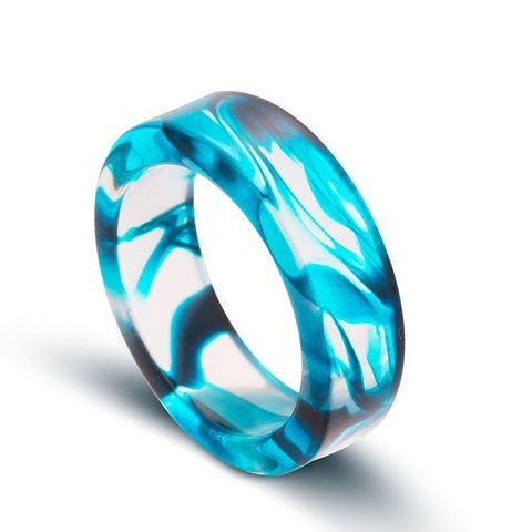 New Fashion Fresh Transparent Epoxy Resin Ring Ink Pattern Vampire Blood