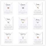 Birthday Gifts 12 Constellation Zodiac Pendant Necklace With White Card
