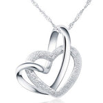 Hot Silver Color Stainless Steel Double Heart Cross Pendant Necklace For Woman