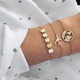 2019 Fashion world map Airplane charm 3 pieces set bracelets for women