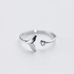 Mossovy Cubic Zircon White Fish Adjustable Silver Ring Fairy Tale Dream Rings for Woman