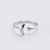 Mossovy Cubic Zircon White Fish Adjustable Silver Ring Fairy Tale Dream Rings for Woman