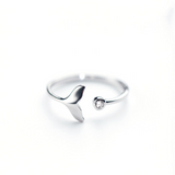 Mossovy Cubic Zircon White Fish Adjustable Silver Ring Fairy Tale Dream Rings for Woman