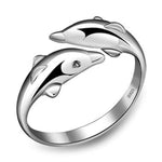Mossovy Cubic Zircon White Fish Adjustable Silver Ring Fairy Tale Dream Rings for Woman