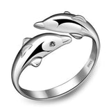 Mossovy Cubic Zircon White Fish Adjustable Silver Ring Fairy Tale Dream Rings for Woman