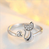 Mossovy Cubic Zircon White Fish Adjustable Silver Ring Fairy Tale Dream Rings for Woman